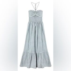 HUNTER BELL LINDLEY DRESS IN PALE GREEN CHECK